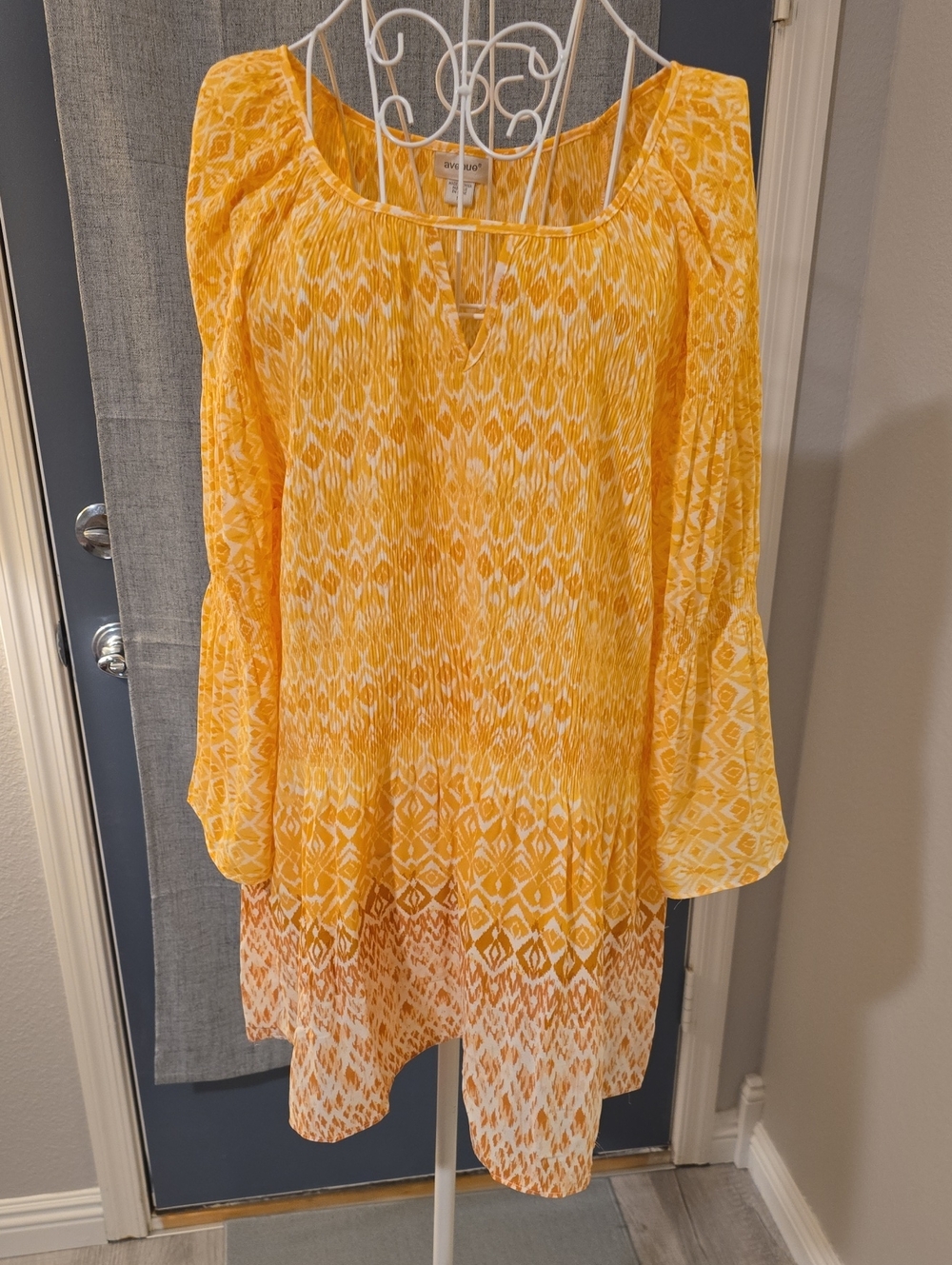 Yellow Printed Boho Tunic with Scoop Neck - AVENUE